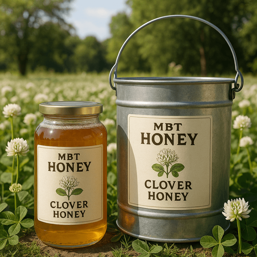 Clove honey jar next to dried cloves and flowers.