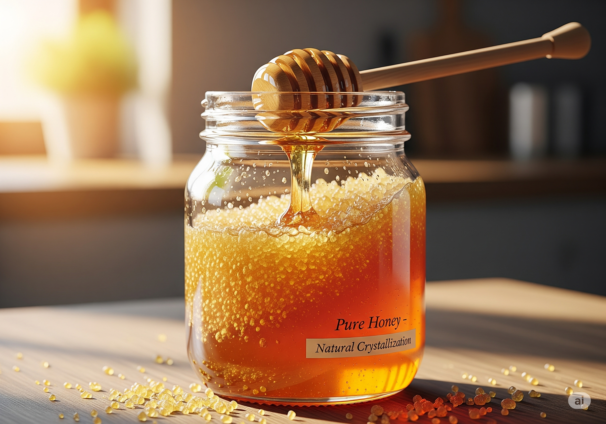 A jar of crystallized honey